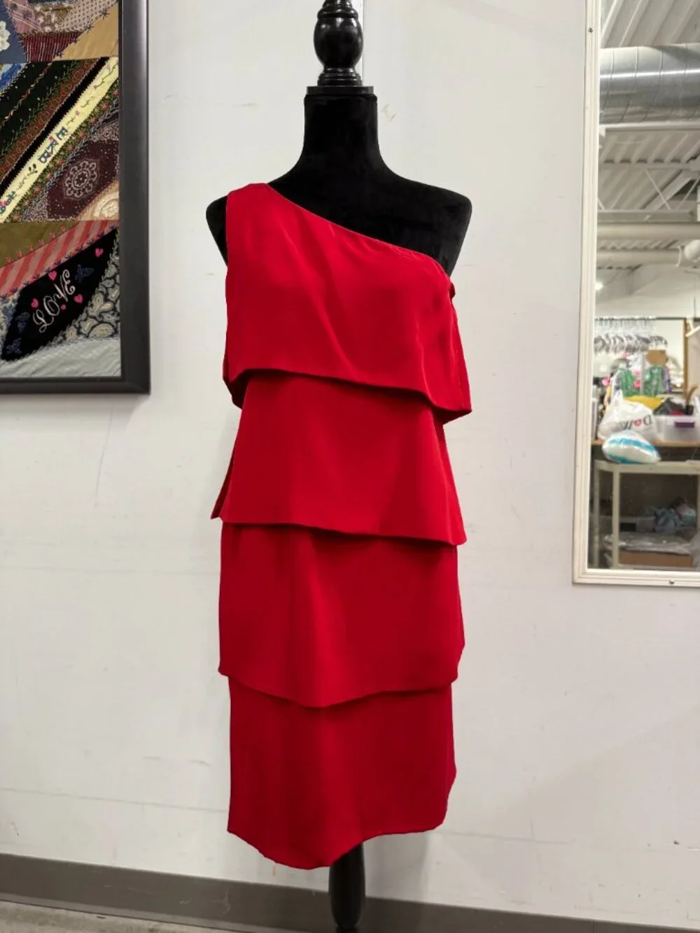 NWT Vintage Darby Scott 2-Piece Red 100% Silk Tiered Dress Set Women's Size 8